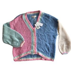L Space Lido Cardigan Sweater Jamie Van Slooten California Colorblock Pastel